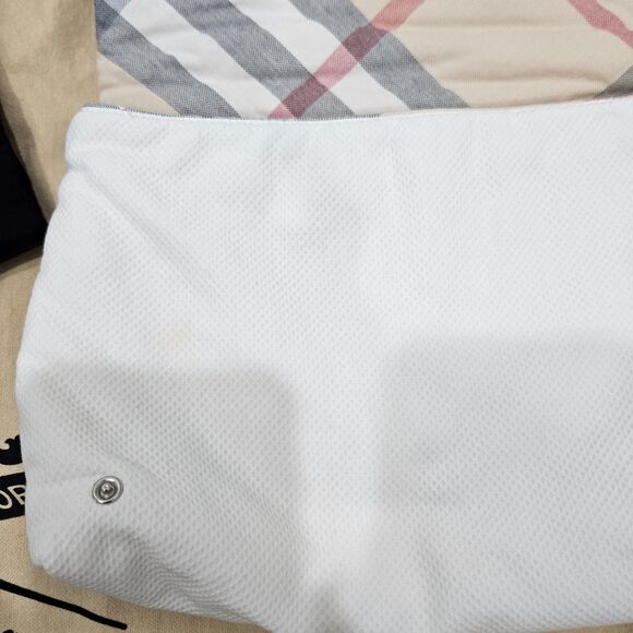 BURBERRY Abbey Quilted Black Nylon Diaper Tote Bag Leather Trim Crossbody Luxury - Picture 16 of 16